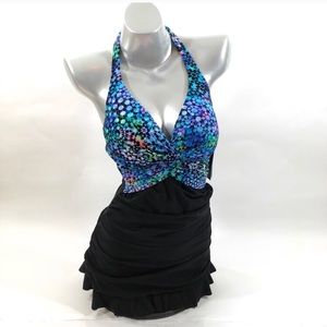 Gorgeous swimsuit (black, blue, and green)